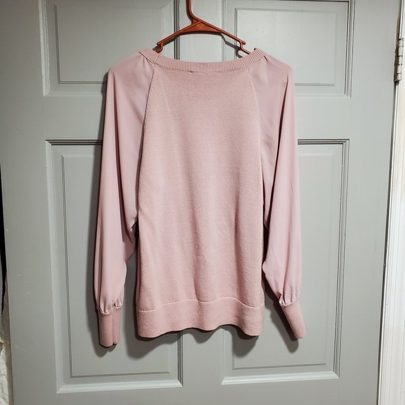 Loft Sweater women Size Medium Soft Blush Pink Long Sleeves Ribbed cuffs Office - Picture 2 of 9